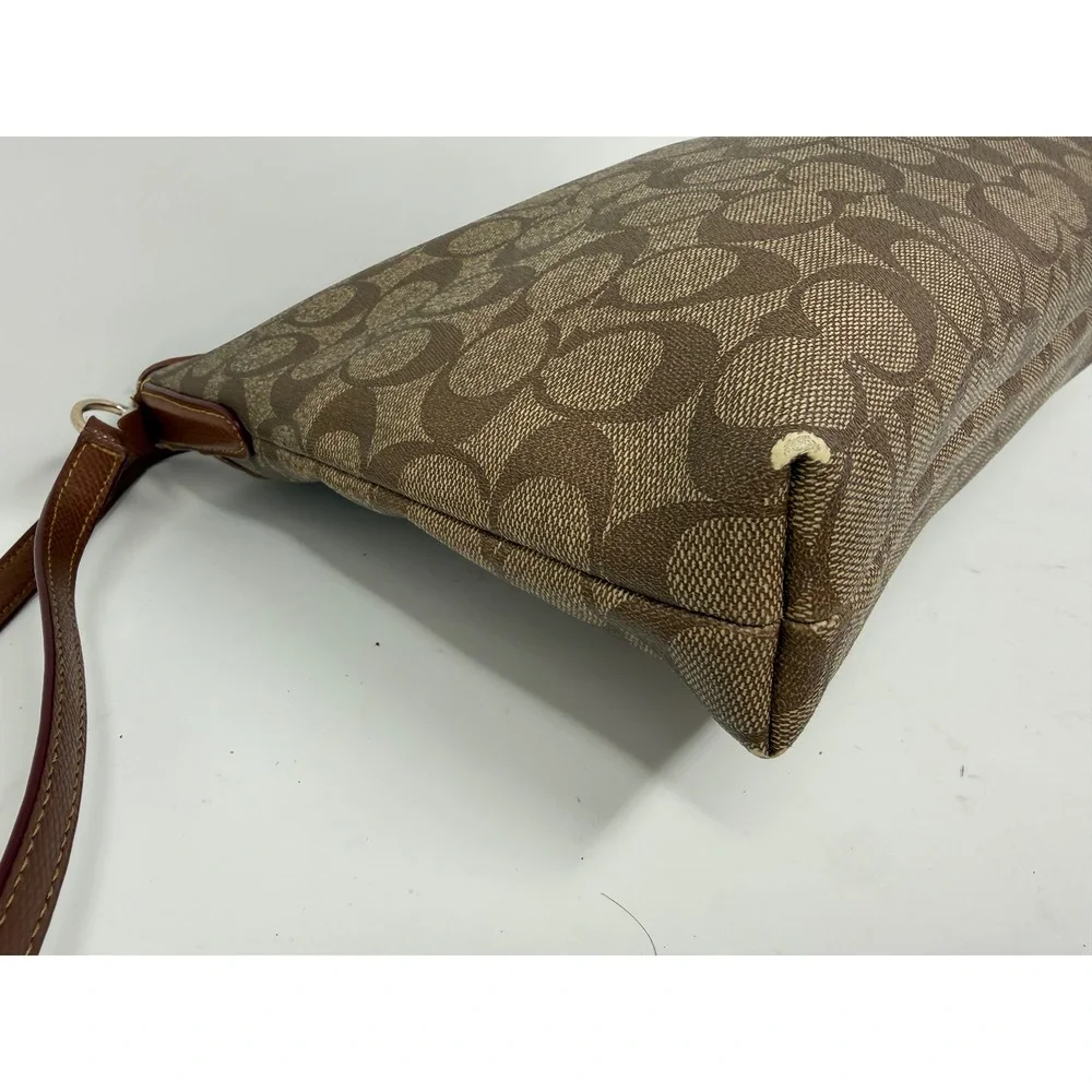 Coach F34938 Khaki Logo Crossbody‎ Bag Leather Strap Designer Classic